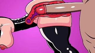 Internal ejaculation on all fours to a gothic whore - porn video