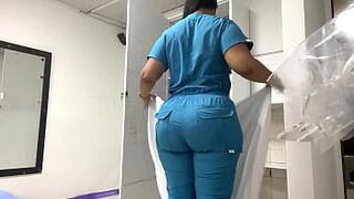 Oiled big ass patient recorded in office - porn video