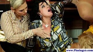 Pissing pussy babes slammed with dick - porn video