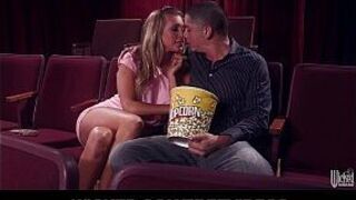 HOT blonde Samantha Saint meets her old BF at the movie theater - porn video