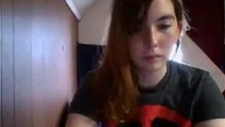 Sexy redheaded teen teases on webcam - porn video