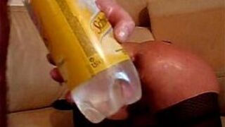 This lady swallows huge objects and fists with her once tight asshole - porn video