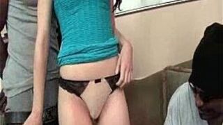 Hot redhead babe with two black studs - porn video