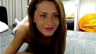Ultra cute brunette plays with moist pussy on webcam - porn video